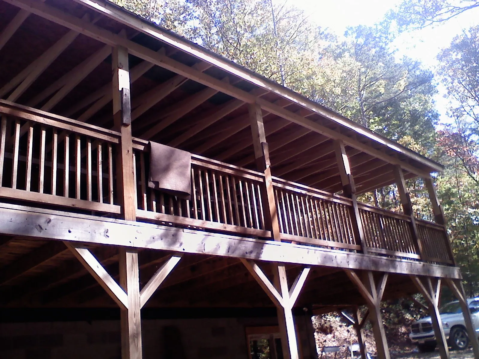 Timber framing under a new elevated porch and deck — Roof Leak Repair in Burkittsville by Roofing Brothers